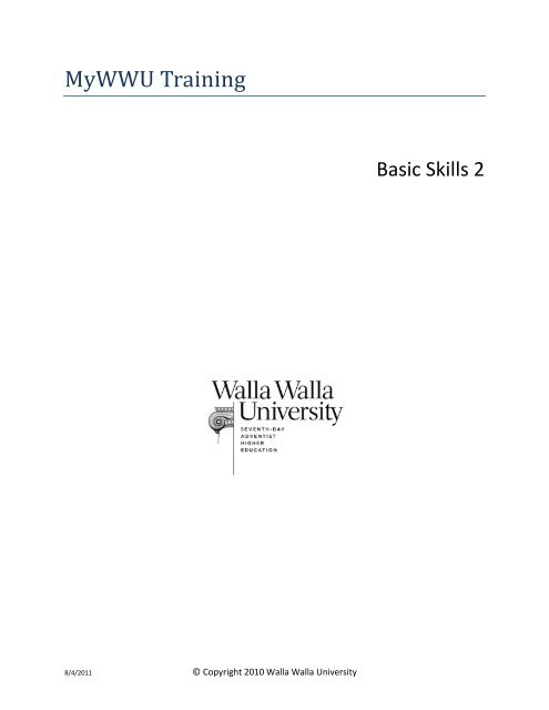 myWWU Basic Skills #2 - Walla Walla University