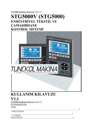 STG - 5000 v ÃamaÅÄ±r YÄ±kama MakinasÄ± Kullanma KÄ±lavuzu