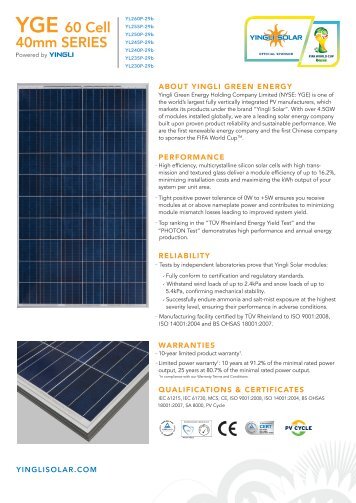 Datasheet - Yingli Solar