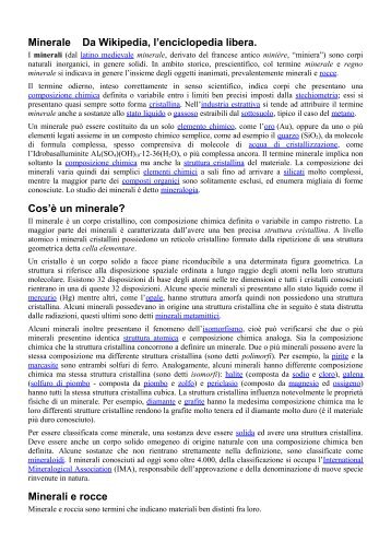 I minerali da Wikipedia - associazione pionieri e veterani eni