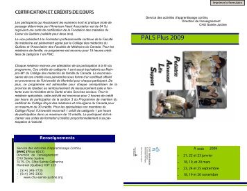 PALS Plus 2009 - CHU Sainte-Justine - SAAC