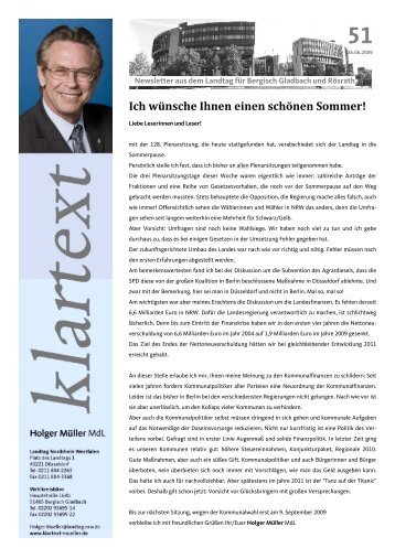 klartext 51 als PDF-Datei lesen! - Holger Müller MdL