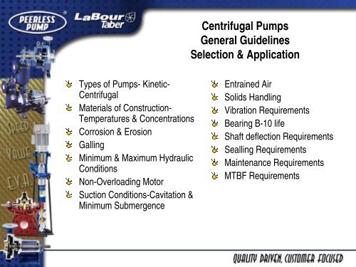 Centrifugal Pumps Systems Characteristics - Peerless Pump