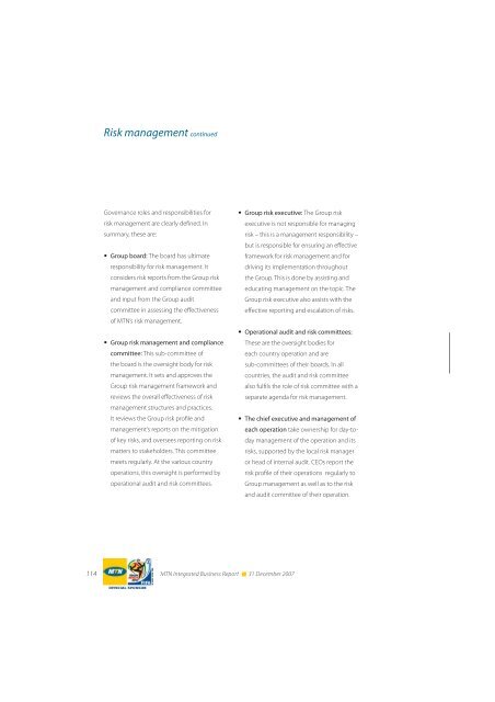 Risk management - MTN Group