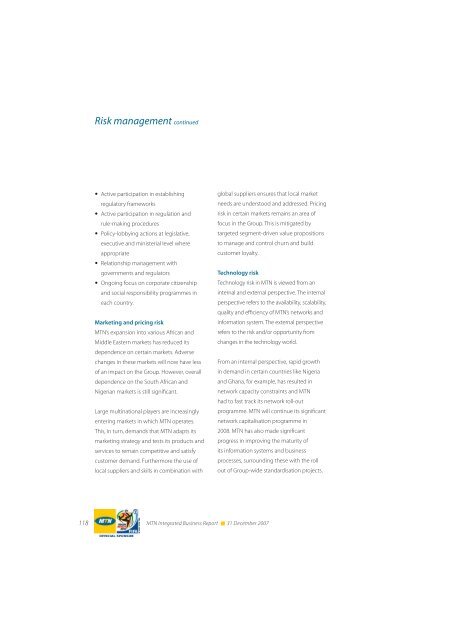 Risk management - MTN Group