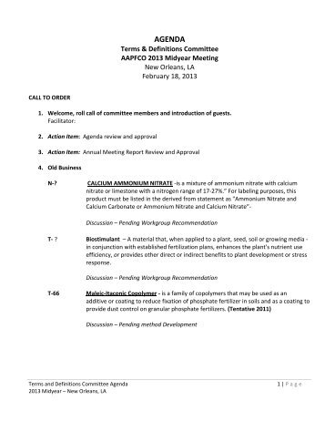 Terms and Definitions Committee - AAPFCO