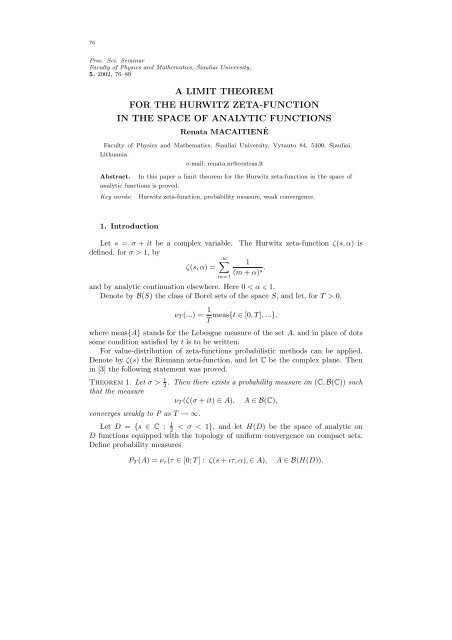 a limit theorem for the hurwitz zeta-function in the space of analytic ...