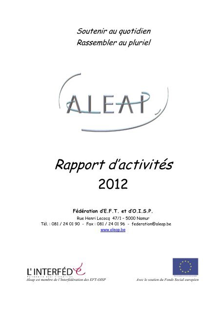 Rapport d'activitÃ©s - Aleap
