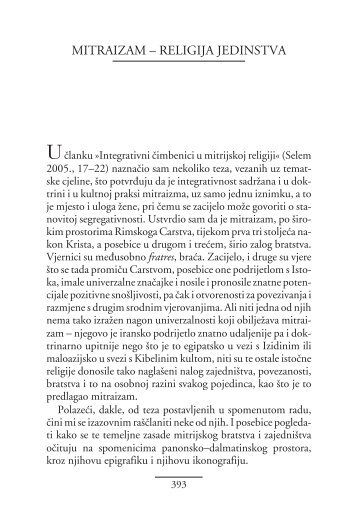 Religije Istoka. Mitraizam - religija jedinstva