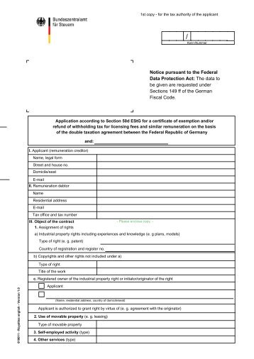 Notice pursuant to the Federal Data Protection Act: The data to be ...