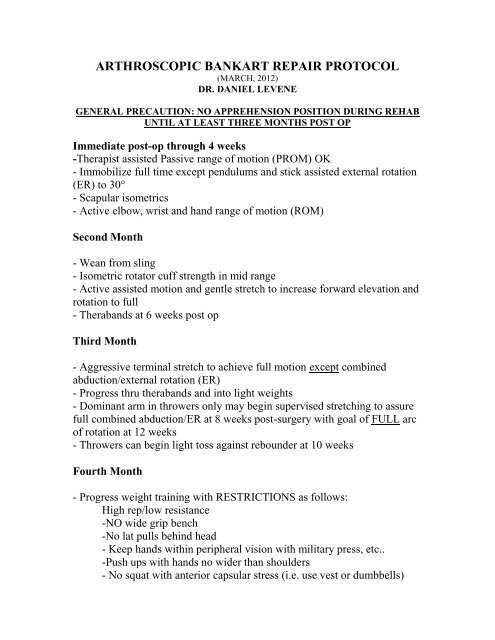 bankart procedure physical therapy protocol for knee