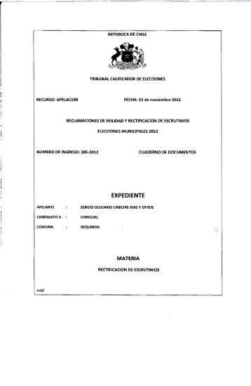 rol 285-2012 requinoa - Tribunal Calificador de Elecciones