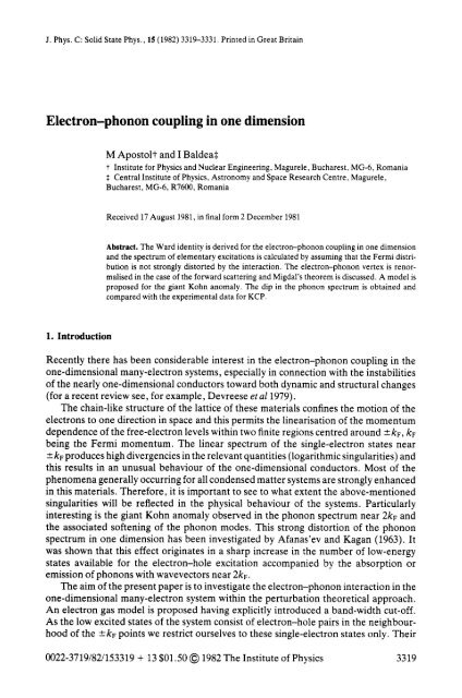Electron-phonon coupling in one dimension