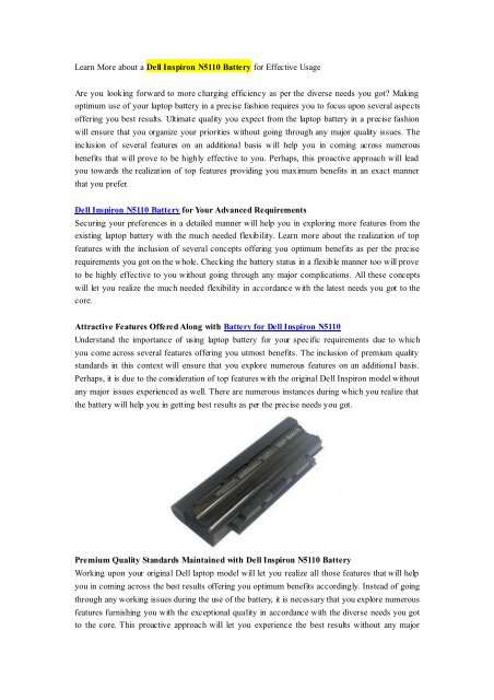 Learn More about a Dell Inspiron N5110 Battery for Effective Usage.pdf
