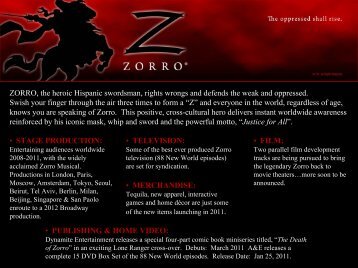 ZORRO, the heroic Hispanic swordsman, rights ... - Licensing Works