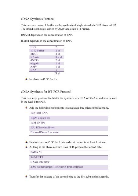 Cdna Synthesis Protocol Pdf