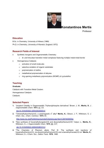 Konstantinos Mertis - Department of Chemistry