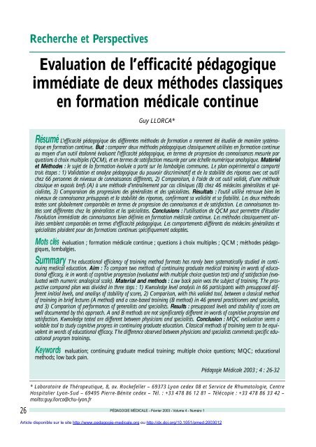 PDF (76.37 KB) - Pédagogie médicale