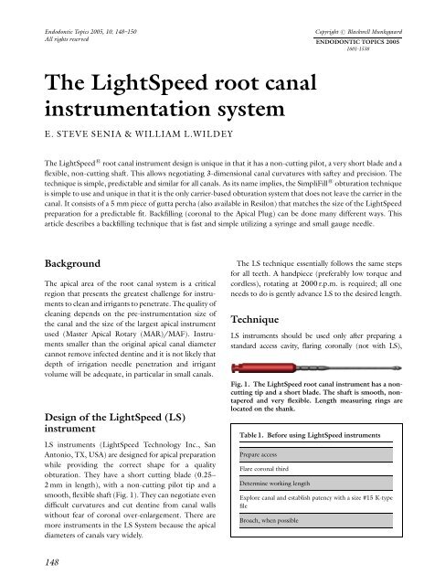 The LightSpeed root canal instrumentation system - Wiley Online ...