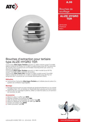 Bouches d'extraction pour tertiaire type ALIZE ... - Air Trade Centre