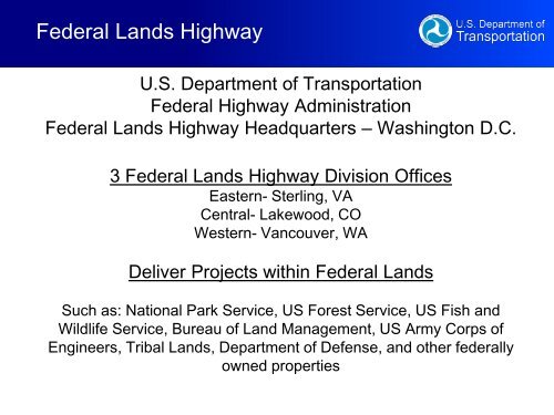 Eastern Federal Lands Highway Division - U.S. Department of ...