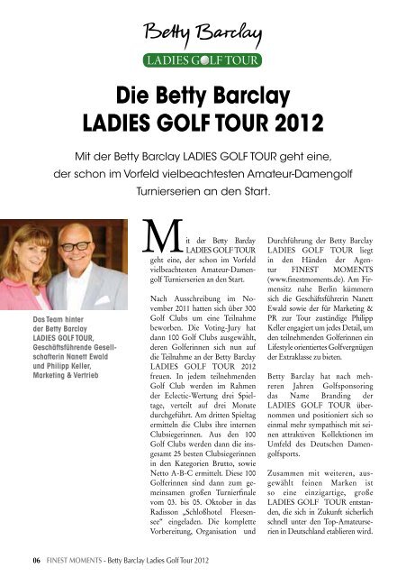 Die Betty Barclay LADIES GOLF TOUR 2012 - Finest Moments