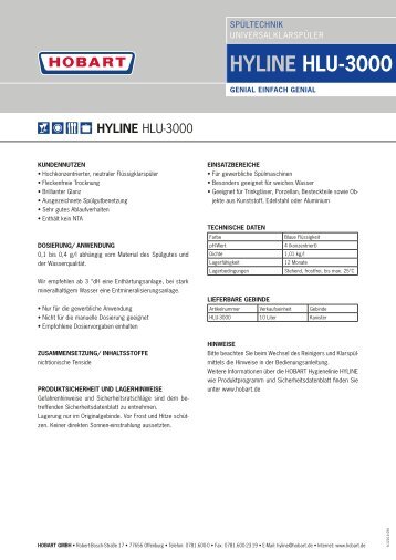 HYLINE HLU-3000 - HOBART GmbH