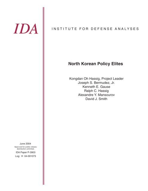 North Korean Policy Elites - Defense Technical Information Center