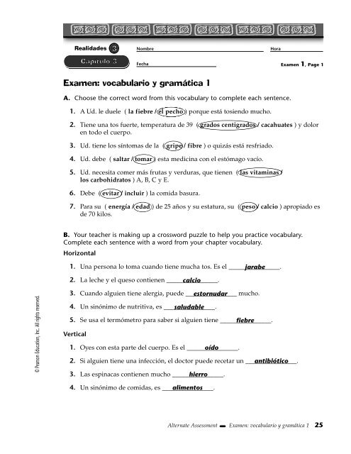 Examen: vocabulario y gramÃ¡tica 1