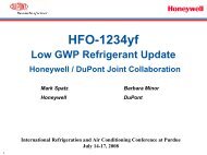 HFO-1234yf Low GWP Refrigerant Update - DuPont