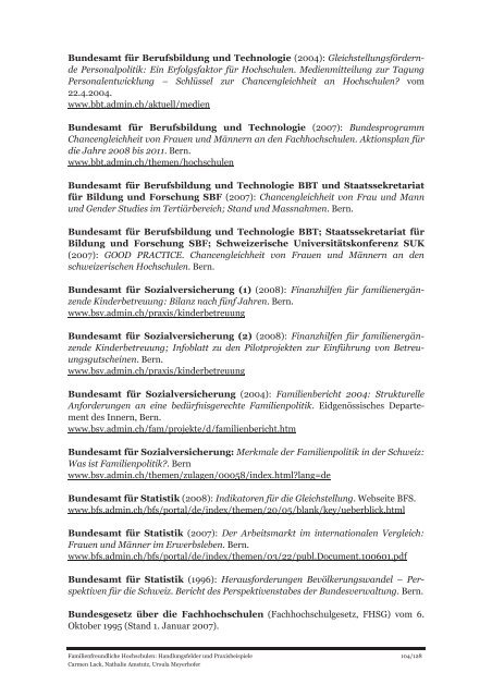 Familienfreundliche Hochschulen: Handlungsfelder und ...