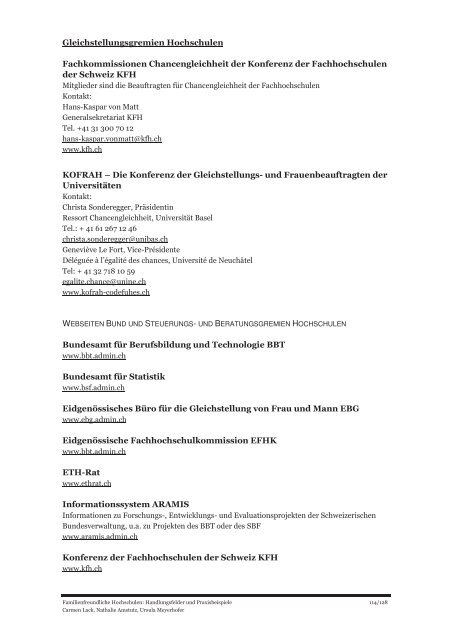 Familienfreundliche Hochschulen: Handlungsfelder und ...