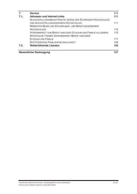 Familienfreundliche Hochschulen: Handlungsfelder und ...