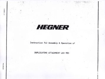 HEGNER LKH 950 Duplicator Manual