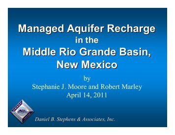 Managed Aquifer Recharge Middle Rio Grande Basin, New Mexico