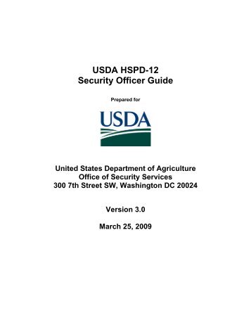 USDA HSPD-12 Security Officer Guide - USDA HSPD-12 Information