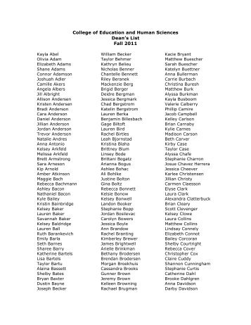 Dean's LIst for poster - the College of Education and Human Sciences