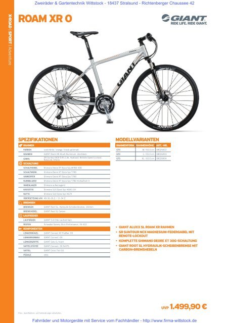 sport lifestyle x-road - Fahrräder und Gartentechnik Wittstock in ...