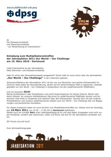 Einladung zum Multiplikatorentreffen der ... - DPSG DV Aachen