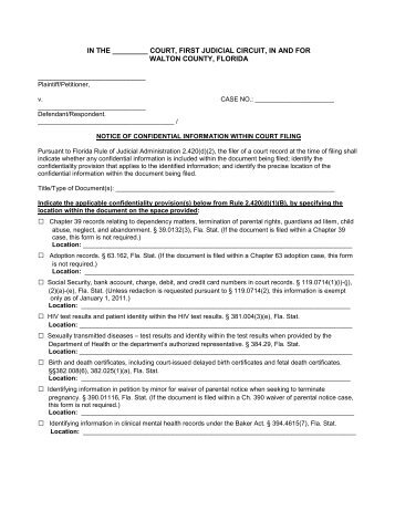 Notice of Confidential Information Within Court Filing