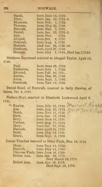 The ancient historical records of Norwalk, Conn ... - Hay genealogy