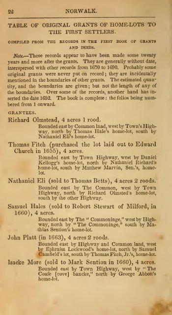 The ancient historical records of Norwalk, Conn ... - Hay genealogy