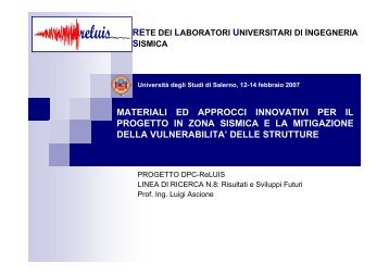 L. ASCIONE - Progetto DPC-ReLUIS, linea di ricerca nÂ° 8