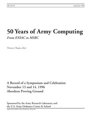 eniac book done - US Army Research Laboratory