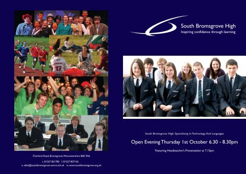 open evening booklet 2009 - South Bromsgrove High School ...