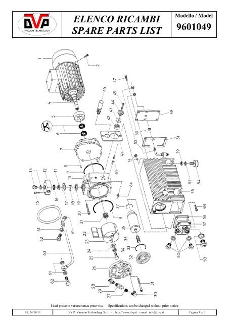 ELENCO RICAMBI SPARE PARTS LIST 9601049 - DVP