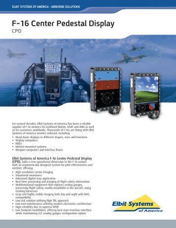 F-16 Center Pedestal Display Data Sheet - Elbit Systems of America