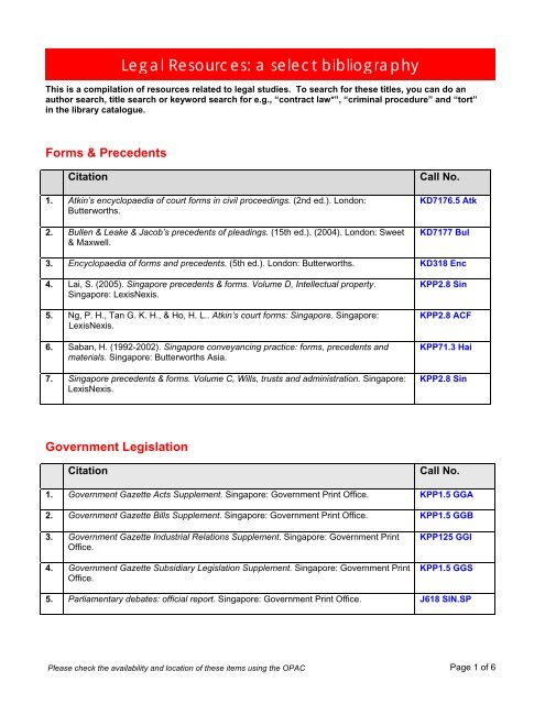 Legal Resources - Library - Temasek Polytechnic