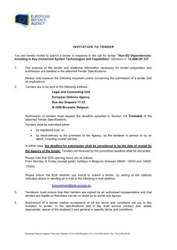 12.I&M.OP.337- Invitation Letter - European Defence Agency - Europa