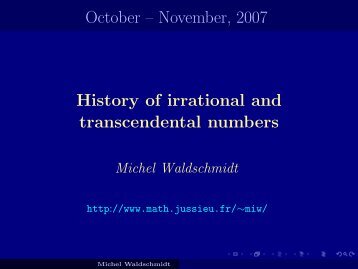 History of irrational and transcendental numbers